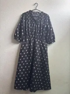 エヘカソポ ブラック花柄ロングワンピース