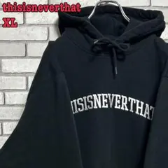 thisisneverthat☆プルオーバーパーカー 刺繡ロゴ XL ブラック