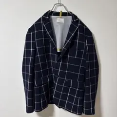 ZARA ネイビー系チェック テーラードジャケット サイズL