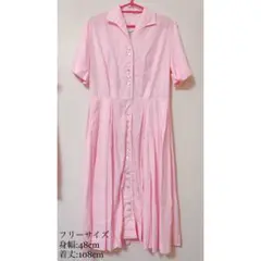 ✦ノーブランド ワンピース ピンク 無地 レトロ