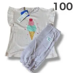新品未使用　半袖パジャマ　女の子　100 半袖　アイス　スイーツ　お名前タグ付