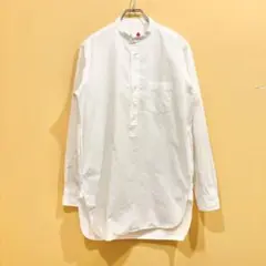 IKIJI 長袖シャツ ノーカラー スタンドカラー ホワイト 2