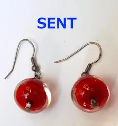220 SENTベネチアン★赤玉がコロッとかわいいピアス