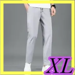 メンズ パンツ ストレッチ クール 伸縮 夏用 XL スウェット ライトグレー