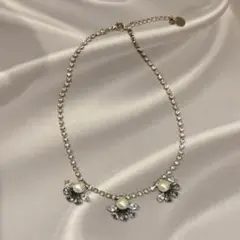 ビジューネックレス パール　パーティー　結婚式