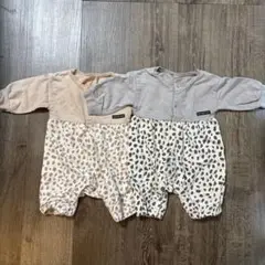 豹柄　長袖ロンパース　ピンクグレー60-70cm