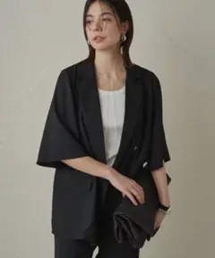 美品　Loungedress ハーフスリーブジャケット　ラウンジドレス　ブラック