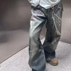 y2kデニムパンツ 新品 ユニークデニムパンツ