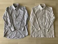 EX-CLUB◇レナウン長袖シャツ チェック柄＆ストライプ柄2枚セット Lサイズ