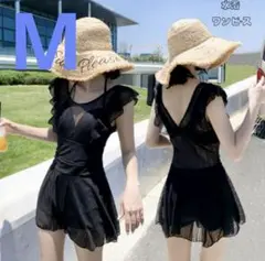 最終値下げ❗️レディース 水着 ワンピース ノースリーブ水着 ブラック Mサイズ
