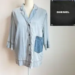 DIESEL ディーゼル デニム風シャツ ポケット ライトブルー 七分袖