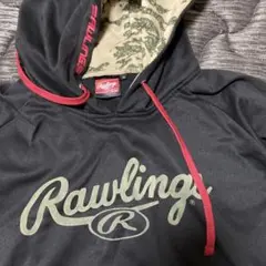 値下げです。Rawlings フード付きパーカー S 黒/カモフラージュ