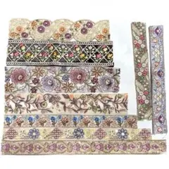 インド刺繍リボン ハギレセット　20〜30cm カラフル