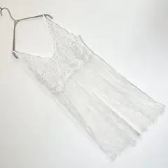 《セレクトモカ》【フリー】キャミワンピース 総レース 白 重ね着 肩ひも調節可能