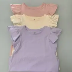 ユニクロ　スムースコットン　フリル袖 Tシャツ 3枚セット 120サイズ