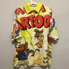 レトロ カートゥーン メンズ 半袖 シャツ 柄シャツ 個性的 L XL 夏
