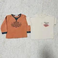 オレンジ・ベージュ 2枚セット Tシャツ