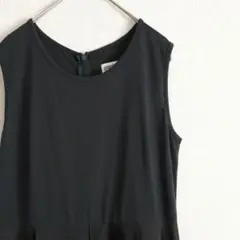 クレア ロングワンピース ネイビー フレア きれいめ ゆったり ノースリーブ