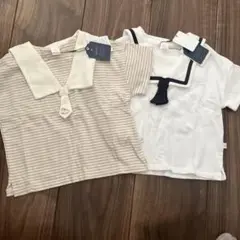 cottoli コトリ バースデイ セーラー襟 木馬 刺繍 半袖Tシャツ