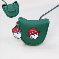 【大人気新品1点限定値下げ】マルボンゴルフパターカバーマレット磁石開閉緑色赤帽子