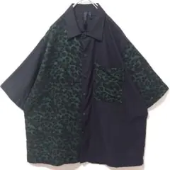 【Heart&Dayjen】　半袖　シャツ　黒　ブラック　メンズ　古着　柄シャツ
