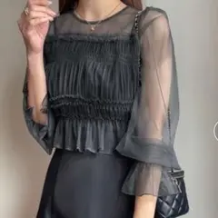 JUNOAH チュールトップス+キャミワンピースセット