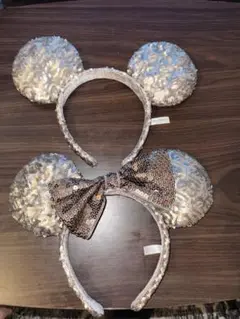 【ペア】ディズニーカチューシャ ミニー スパンコール シルバー