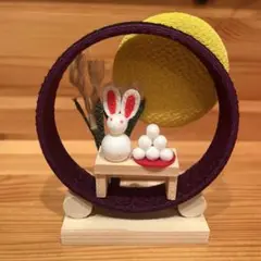 お月見　ウサギと団子のちりめん細工