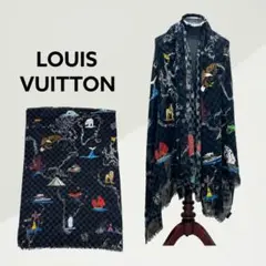 ルイヴィトン エトール・ダミエグラフィット・マップ カシミヤシルク 大判ストール