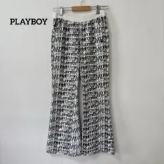 プレイボーイ【M】スウェットパンツ 部屋着 総柄長ズボン 刺繍マーク