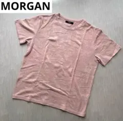 MORGAN ピンク L Tシャツ 葉柄 総柄 夏 アロハ シンプル