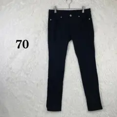 スキニーパンツ 70(M相当) ブラック コットン混 シンプル 無地
