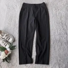 美品(L)ストレッチパンツ/ズボン/センタープレス/黒/ウエスト後ろゴム