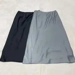 美品　UNIQLO ユニクロ　ナローサテンタイトスカート グレーと黒 ひざ丈　M