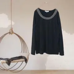 THE SHOP TK MIXPICE ユーネックカットソー ラメ トップス