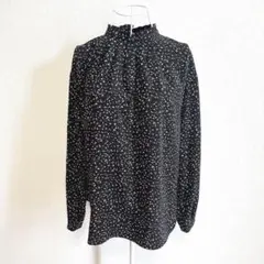 ミッシェルクラン 黒 花柄 長袖ブラウス M 38 レディース トップス 春秋