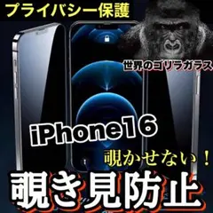 プライバシー保護【iPhone 16】覗き見防止ゴリラガラスフィルム
