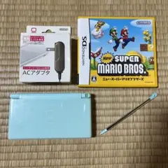 任天堂 DSライト本体 ミントグリーン アダプタ ニュースーパーマリオブラザーズ