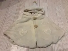 フリースフード付きポンチョ クリーム色 95cmまで対応