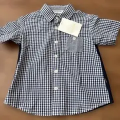 新品タグ付き　CHOPIN 半袖シャツ 青　チェックシャツ　男の子　110