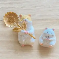 【新商品】ナチュラルキッチン　ハムスターオブジェ2点セット　置物　ミニチュア