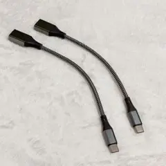 USB Cケーブル 2本セット グレー 19cm