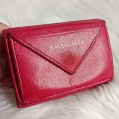 BALENCIAGA バレンシアガ ペーパーミニウォレット 赤 レッド 折り財布