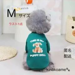 ペット服 裏起毛トレーナー みどり M 犬服 猫服 安心匿名配送