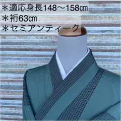 AK-153 セミアンティーク 小紋 正絹 広衿 袷 紋無し 着物
