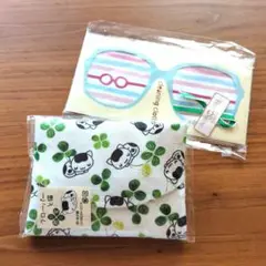 ディッシュケース　メガネ拭き　ねこ　クローバー　ストライプ