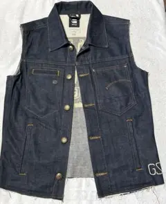 Ｇ-STAR RAW デニム刺繍ベスト 新品同様★週末セール中
