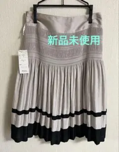 ★新品未使用　REOR MATCH 膝丈プリーツスカート ベージュ ブラック