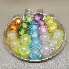 カン付き泡々ビーズ、アクリルビーズ 22個セット 15~16㎜