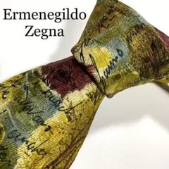 ネクタイ エルメネジルドゼニア アート柄 総柄 英字 シルク